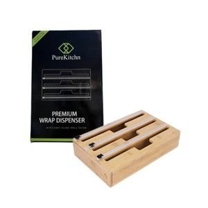PureKitchn BAMBOO Organizer For Foil, Plastic Wrap, Wax Paper, Other - 3 in 1